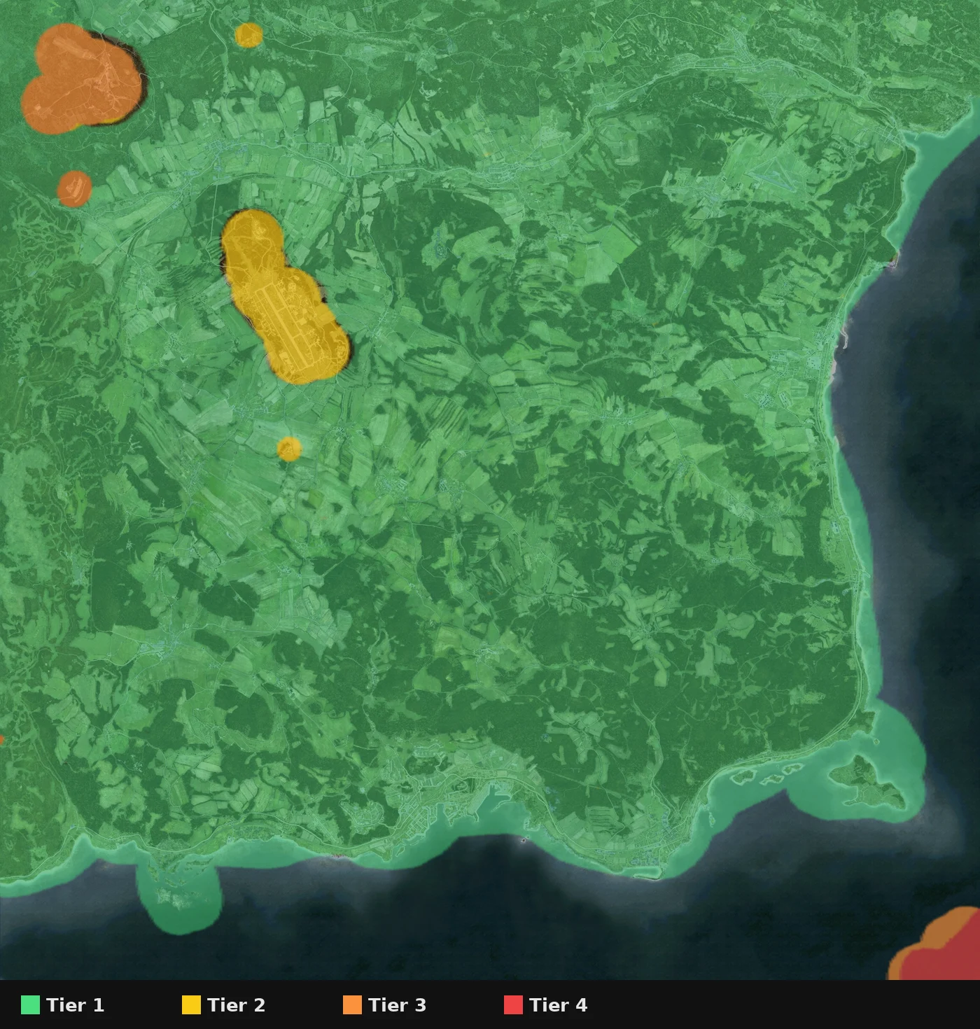Loot tier zones on Chernarus